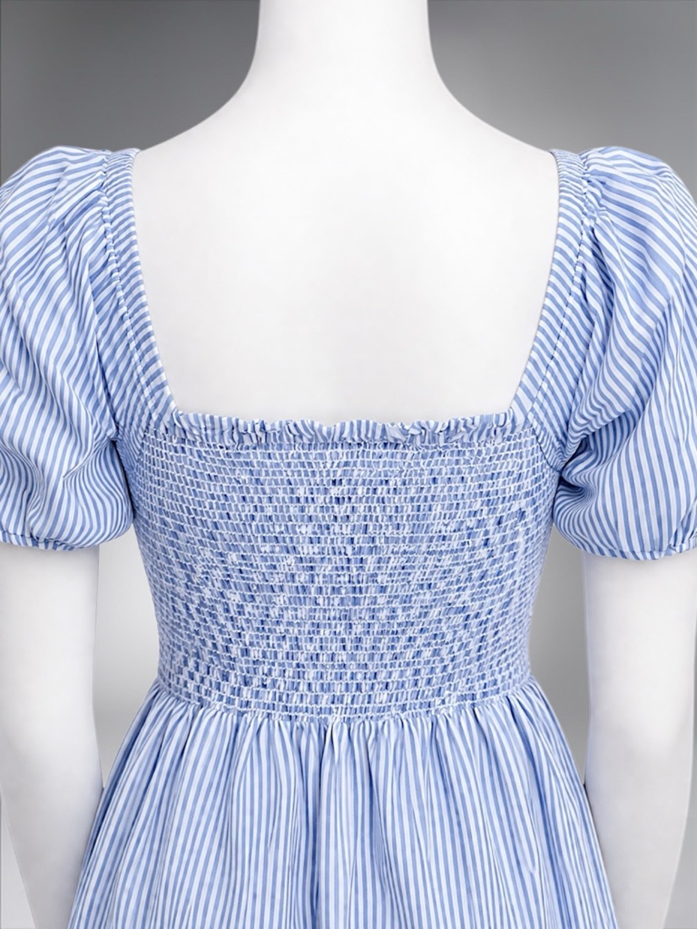 J.Crew Blue & White Stripe Short-Sleeve Smocked Dress - Picture 10 of 11